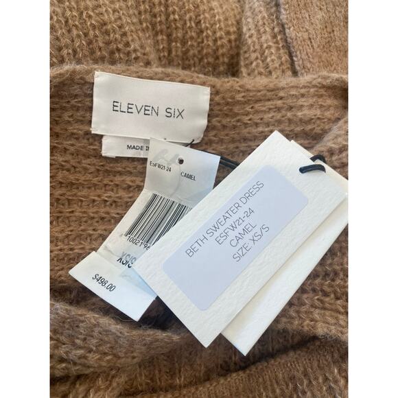 Eleven Six Camel Beth Cut Out Sweater Midi Dress Alpaca XS/S - Picture 5 of 9